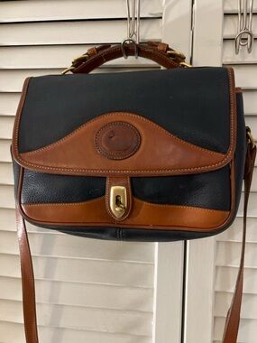 Dooney and Bourke Vintage All-Weather Leather Cavalry Blue with British tan